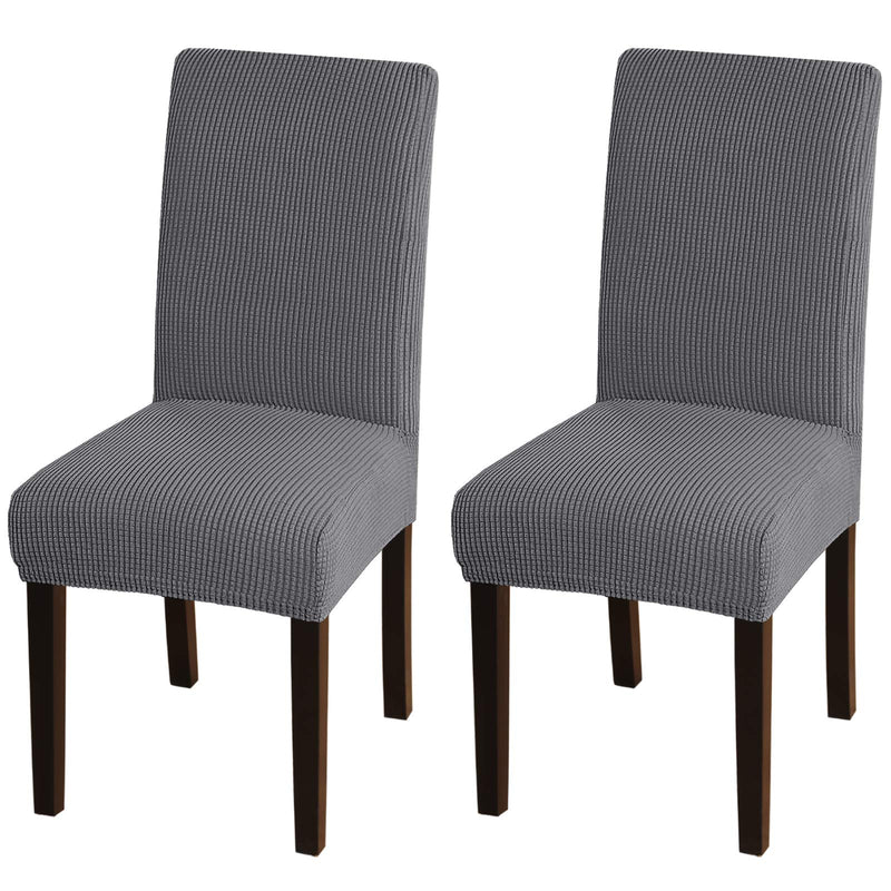 [Australia - AusPower] - Turquoize Dining Chair Covers Stretch Chair Covers for Dining Room Set of 2 Parsons Chair Slipcover Removable Kitchen Chair Covers Chair Protector Covers for Dining Room, Hotel, Ceremony (2, Grey) 