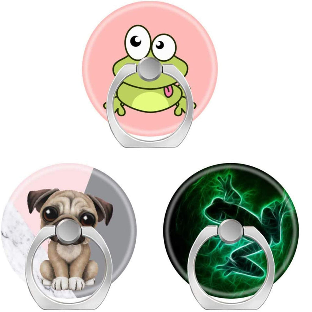 [Australia - AusPower] - Cell Phone Holder,Finger Ring Kickstand with Car Mount Grip for Phones,Cases,Tablets Frog Cartoon Kids Marble Pink Grey White Baby Pug Puppy Dog Green Tree Frog Silhouette 