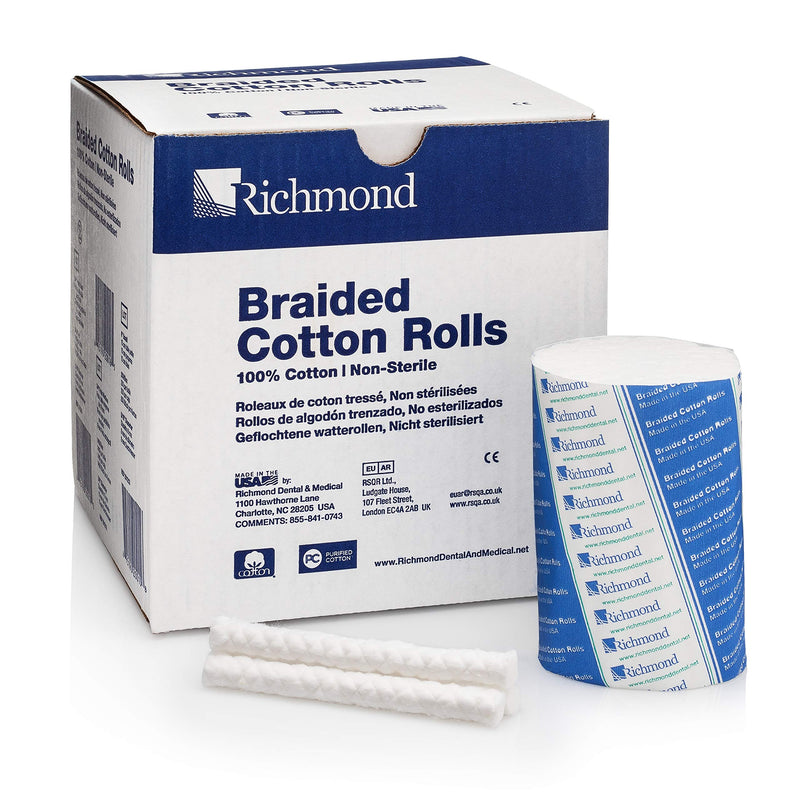 [Australia - AusPower] - Richmond Dental & Medical 201226 4", Medium Braided Cotton Roll, Nonsterile (Pack of 250) 
