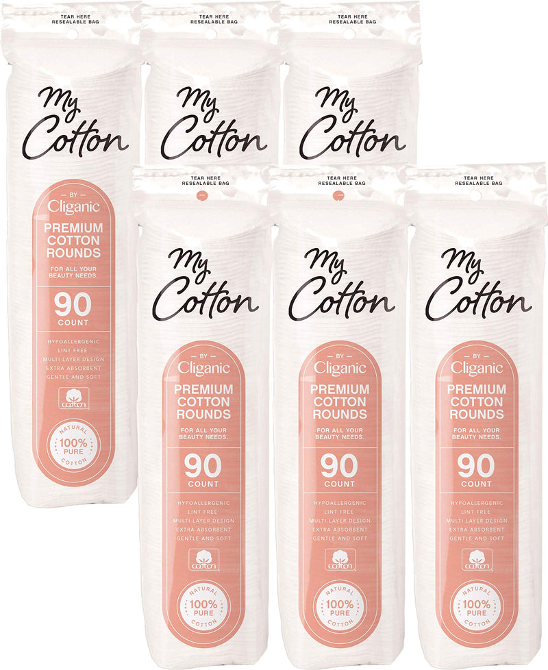 [Australia - AusPower] - My Cotton Premium Cotton Rounds for Face (540 Count) | Makeup Remover Pads, Hypoallergenic, Lint-Free | 100% Pure Cotton 