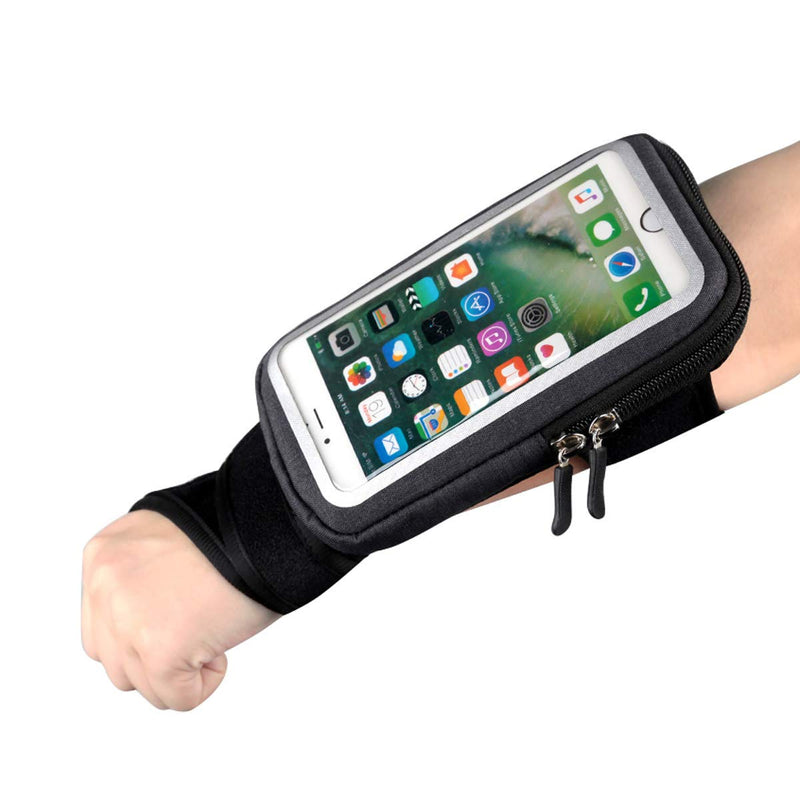 [Australia - AusPower] - Wristband Phone Holder Forearm Thumb Wrist Bag, Riding Wristband Pouch Running Armband with Key ID Cash Holder for iPhone 12 Pro/12/12 mini/11/11 Pro/11 Pro Max Great for Cycling, Jogging, Exercise 