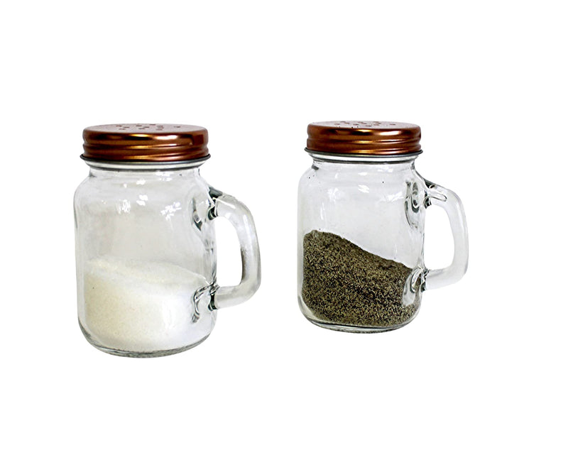 [Australia - AusPower] - Salt and Pepper Shaker Set Mason Jar (Clear Glass) Vintage Inspired Design 
