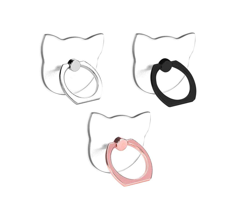[Australia - AusPower] - Transparent Cat Cell Phone Ring Holder Kickstand,360 Rotation Clear Cat Cell Phone Finger Ring Grip Stand for Phones,Pad 