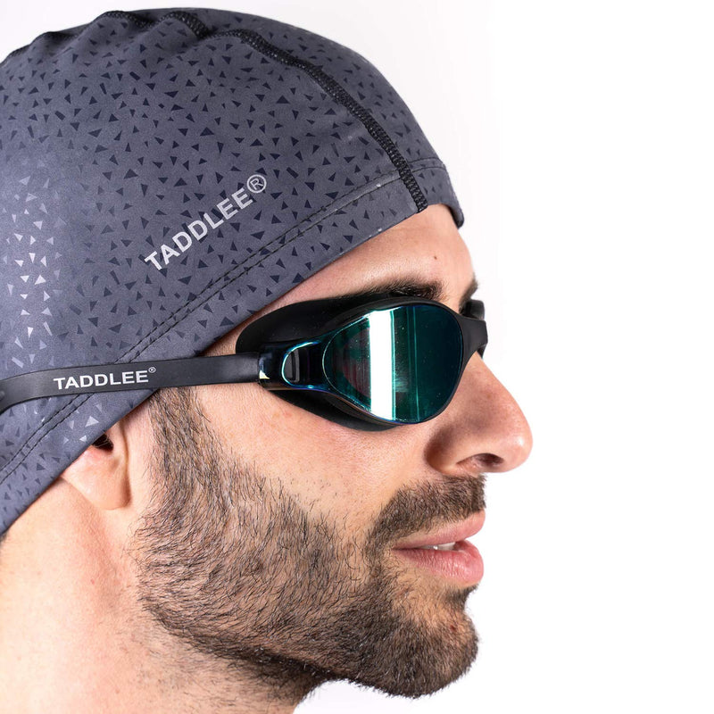 [Australia - AusPower] - Taddlee Men Swim Cap PU Fabric Silicone Swimming Hat Pool Waterproof Sports Adult Swim Wear Accessories Large Size Outdoor Gray 