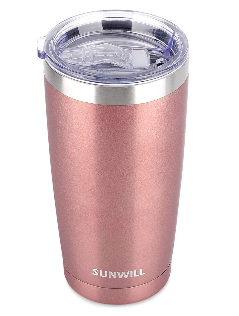 [Australia - AusPower] - SUNWILL 20oz Tumbler with Lid, Stainless Steel Vacuum Insulated Double Wall Travel Tumbler, Durable Insulated Coffee Mug, Rose Gold, Thermal Cup with Splash Proof Sliding Lid 20 oz 1 Pack .Pearlized Rose Gold 