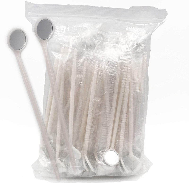 [Australia - AusPower] - TENFLY 100pcs Disposable Dental Exam Mouth Mirrors Oral Dental Mirror Plastic Dental Instrument (White) White 