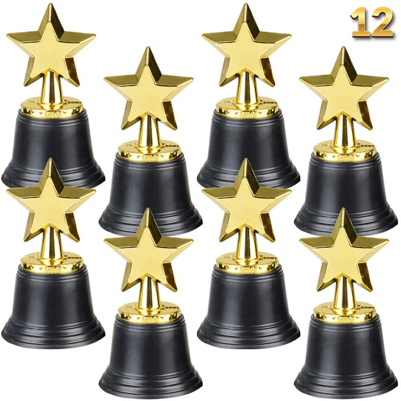 [Australia - AusPower] - Star Trophy Awards - Pack of 12 Bulk - 4.5 Inch, Gold Award Trophies for Kids Party Favors, Props, Rewards, Winning Prizes, Competitions for Kids and Adults by Bedwina 