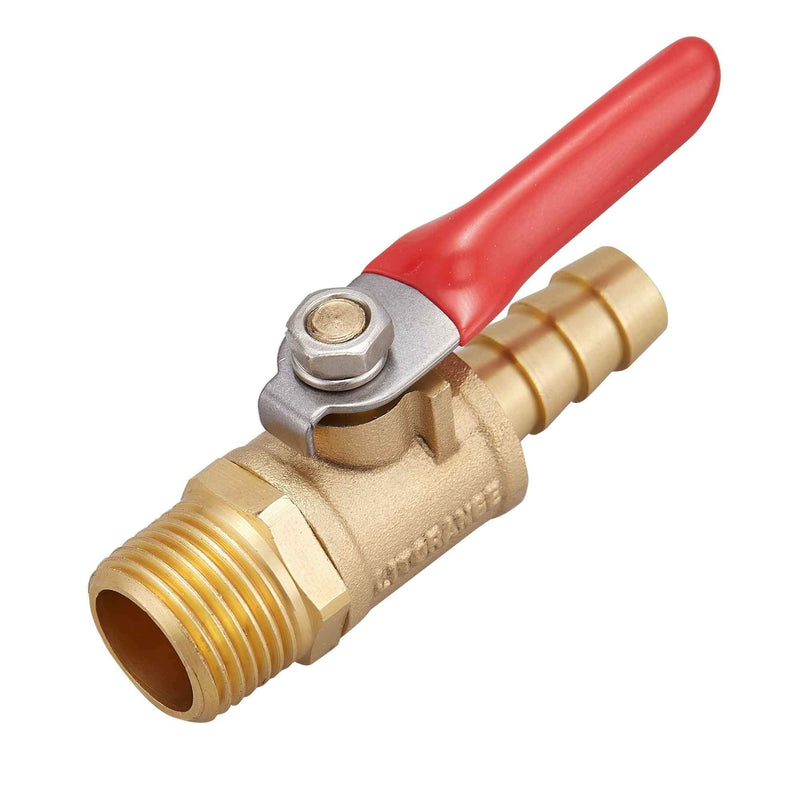 [Australia - AusPower] - Litorange 2 PCS Brass Water Mini Ball Valve Shut Off Switch, 3/8" NPT Male Thread x 3/8 INCH Hose Barb Pipe Tubing Fitting Coupler, 180 Degree Operation Handle 2PCS 3/8"Male x 3/8"Hose ID 