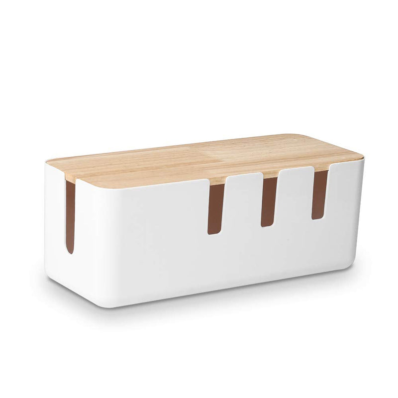 [Australia - AusPower] - Cable Management Box by Baskiss, 12x5x4.5 inches, Wood Lid, Cord Organizer for Desk TV Computer USB Hub System to Cover and Hide & Power Strips & Cords 