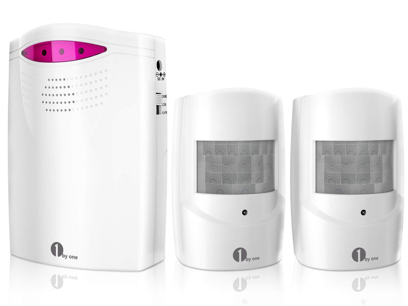 [Australia - AusPower] - Driveway Alarm Wireless Outside, 1byone Motion Sensor Alarm 1000 FT Range Extra Loud Chimes Home Security Alarm System with 1 Receiver 2 Weatherproof Infrared Sensors Protect Indoor/Outdoor Property 1 receiver 2 PIR sensors 