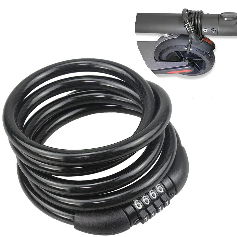 [Australia - AusPower] - Seway Scooter Lock Cable for Xiaomi Mijia M365 ES Series Segway Ninebot, Bicycle Combination Locks Coiled Chain Lock Basic Self Coiling Core Steel Wire 4 ft. Long 1/3 inch Fit for M365/ES1/ES2/ES3/ES4 