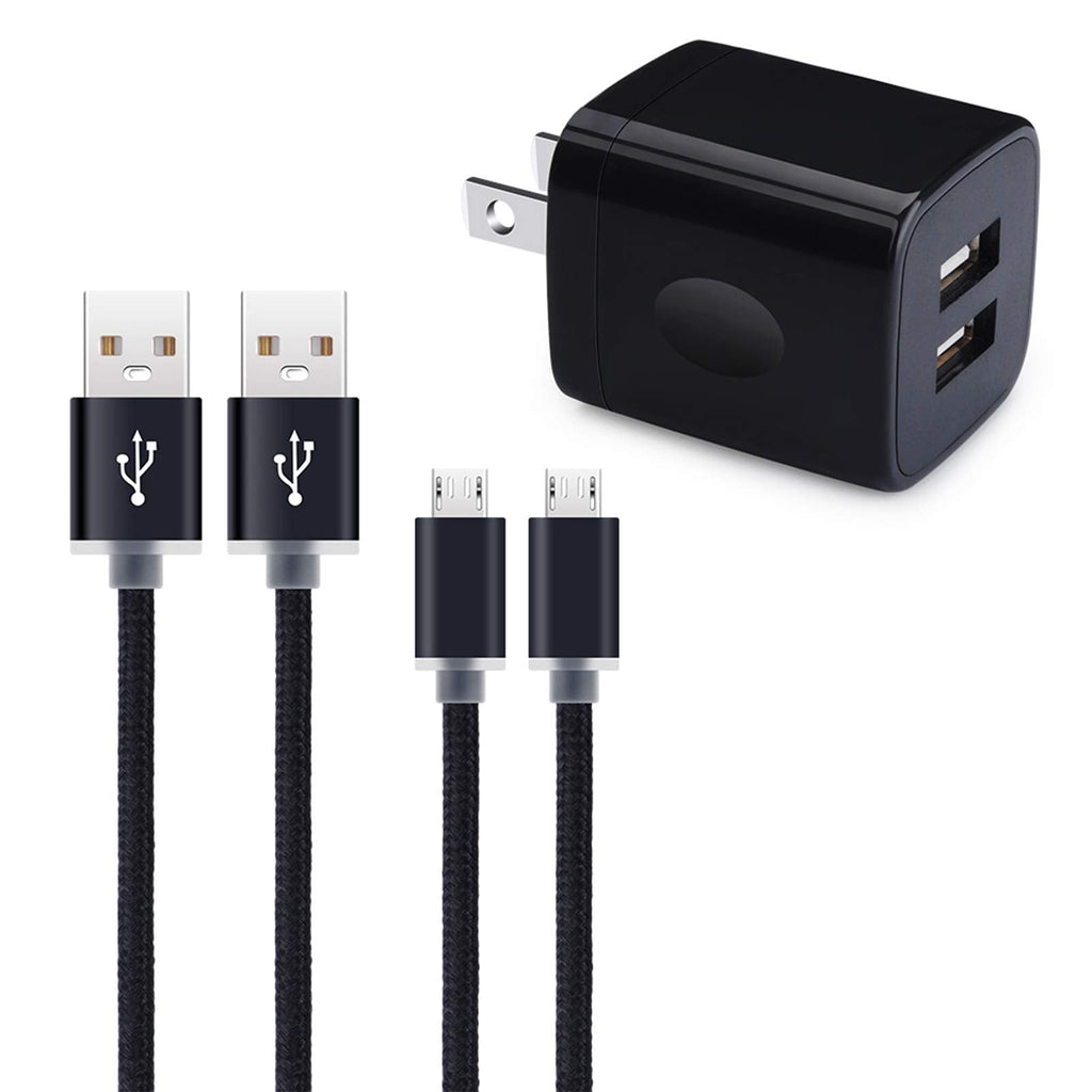 [Australia - AusPower] - Micro USB Wall Charger, Hootek Micro USB Cable 6ft Android Phone Cord with Dual Port USB Charger Plug Charging Block for Samsung Galaxy S7 S6 J8 J7 J6 J5, LG K50 K40 K30 K20, Stylo 3 2, Moto E6s E5 G5 black 