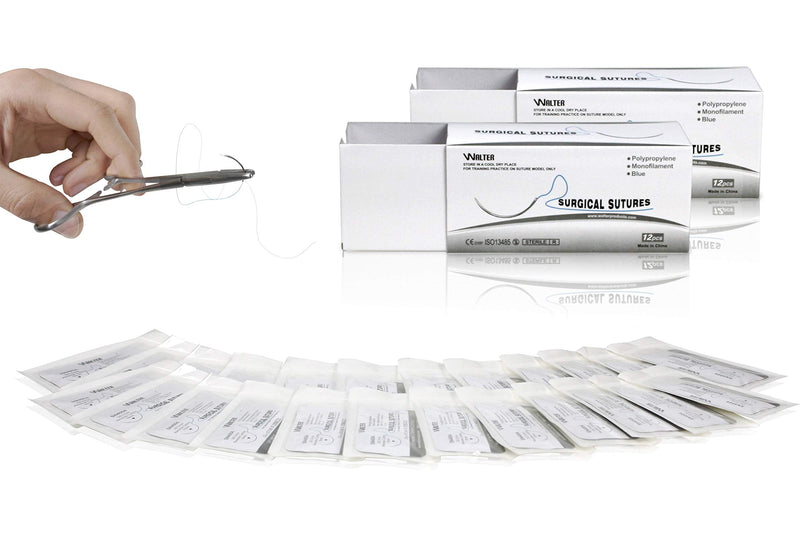 [Australia - AusPower] - Vision Scientific VSN4004 75cm Polypropylene Suture Thread W Curved Needle 24 PK | Exceptionally Smooth Surface | Superior Tensile Strength & Knot Security | W Manual(Educational & Training Use Only) 