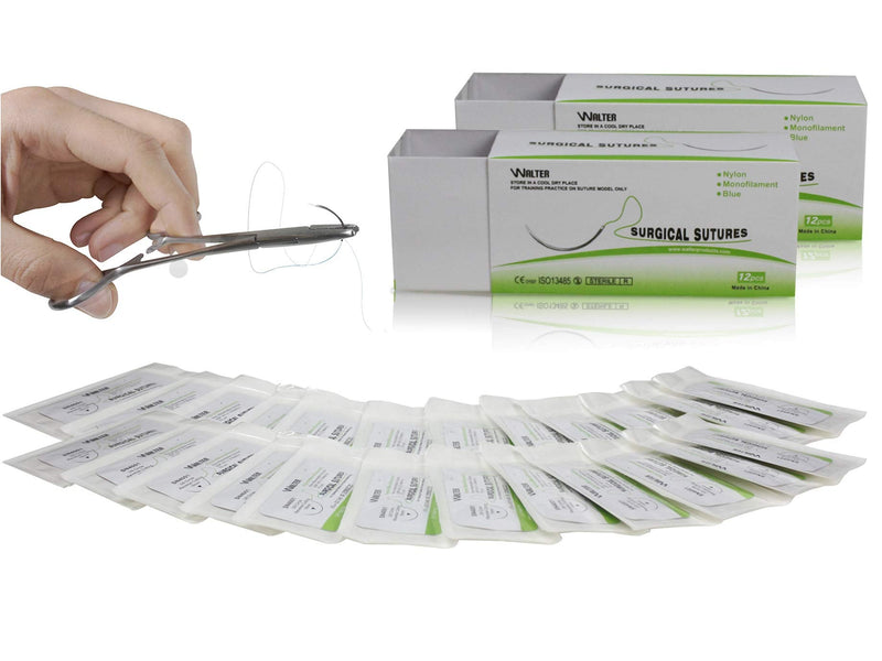[Australia - AusPower] - Vision Scientific VSN4001 75cm Nylon Suture Thread W Curved Needle 24 PK | Exceptionally Smooth Surface | Superior Tensile Strength |Excellent Knot Security |W Manual(Educational & Training Use Only) 