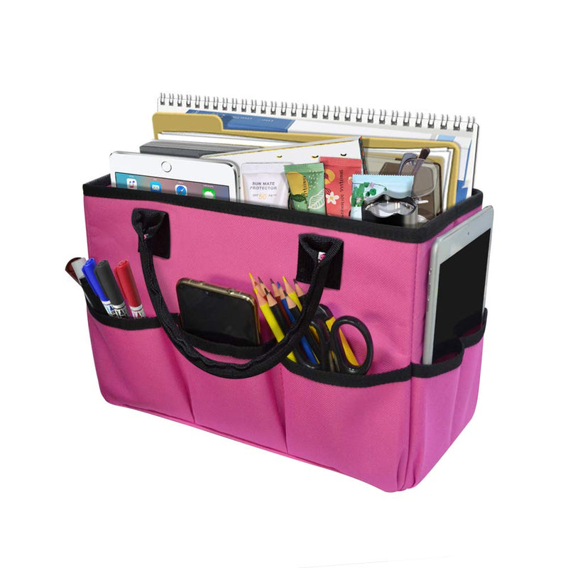 [Australia - AusPower] - Godery Desktop File Folder Tote and Stock Organize, Fundamentals Art Organizer Storage Craft Tote Bag for Office Desk Organize, Make-up Storage Tote with Handles for Travel or Daily Use, Black Edge Pink 