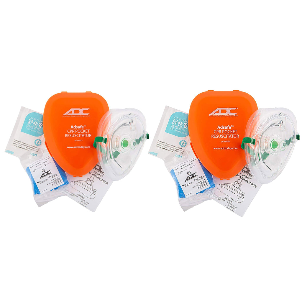 [Australia - AusPower] - ADC Adsafe CPR Mask Pocket Resuscitator Kit with replaceable filter valve, disposable non-latex gloves, and alcohol wipe; 2 Kits - 4053-2 Set of 2 