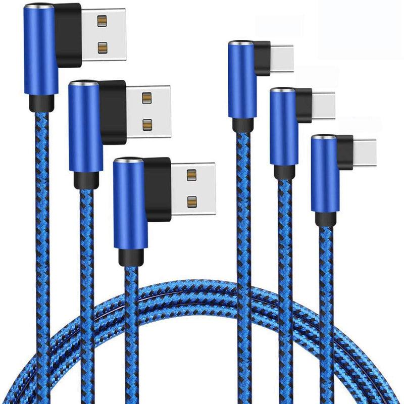 [Australia - AusPower] - Galaxy S10 Charger Fast Charging Cable, Nylon Braided 90 Degree Right Angle USB Type C Cable Compatible with Galaxy S8 S9 S10 Plus Note 9, Google Pixel 2 3 XL, LG V30 V20 G6 G5(3PACK 6FT) 