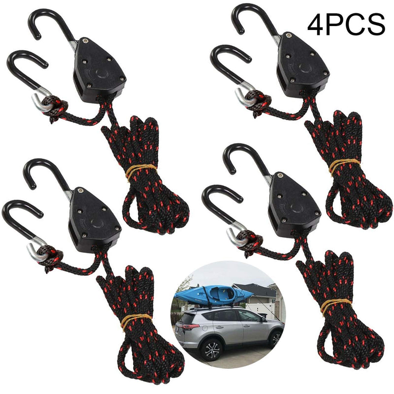 [Australia - AusPower] - Acronde 4PCS 1/8" Adjustable Heavy Duty Rope Hanger Ratchet Kayak and Canoe Bow and Stern Tie Downs Straps 