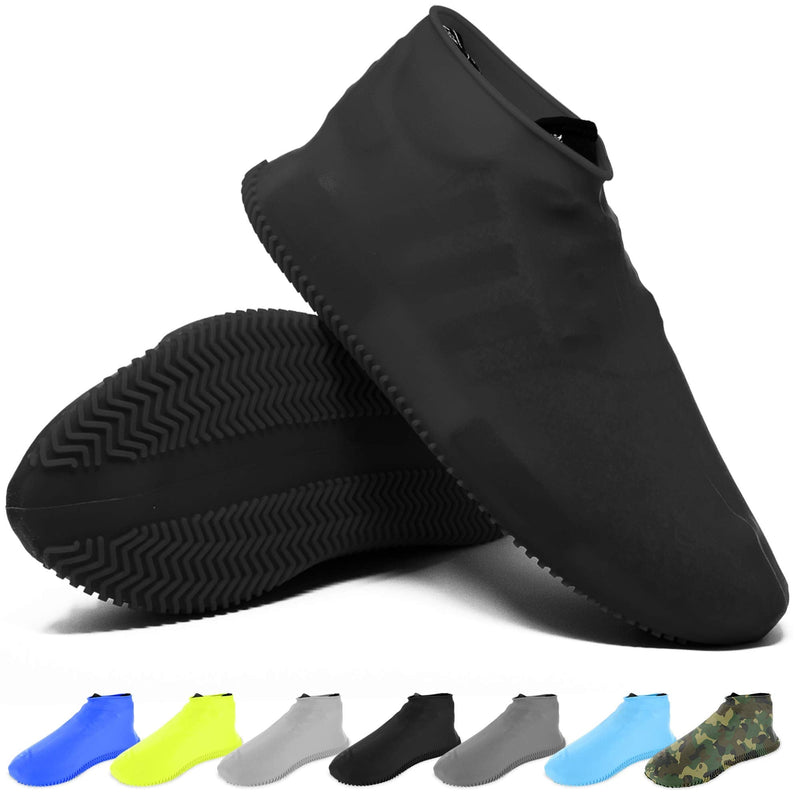 [Australia - AusPower] - BAYI - Shoe Cover Waterproof Anti Slip Sneaker Silicone Rain Shoes Boot Multi Use Medium Black 