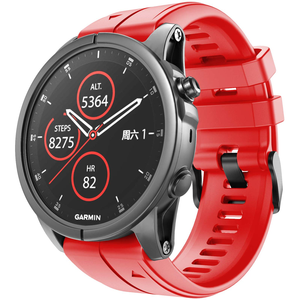 [Australia - AusPower] - NotoCity Compatible with Fenix 5S Plus Band Silicone Sport Watch Bands for Fenix 5S/Fenix 7S/Fenix 6S/Fenix 6S Pro/D2 Delta S Smart Watch-Black Buckle(Red) Red 