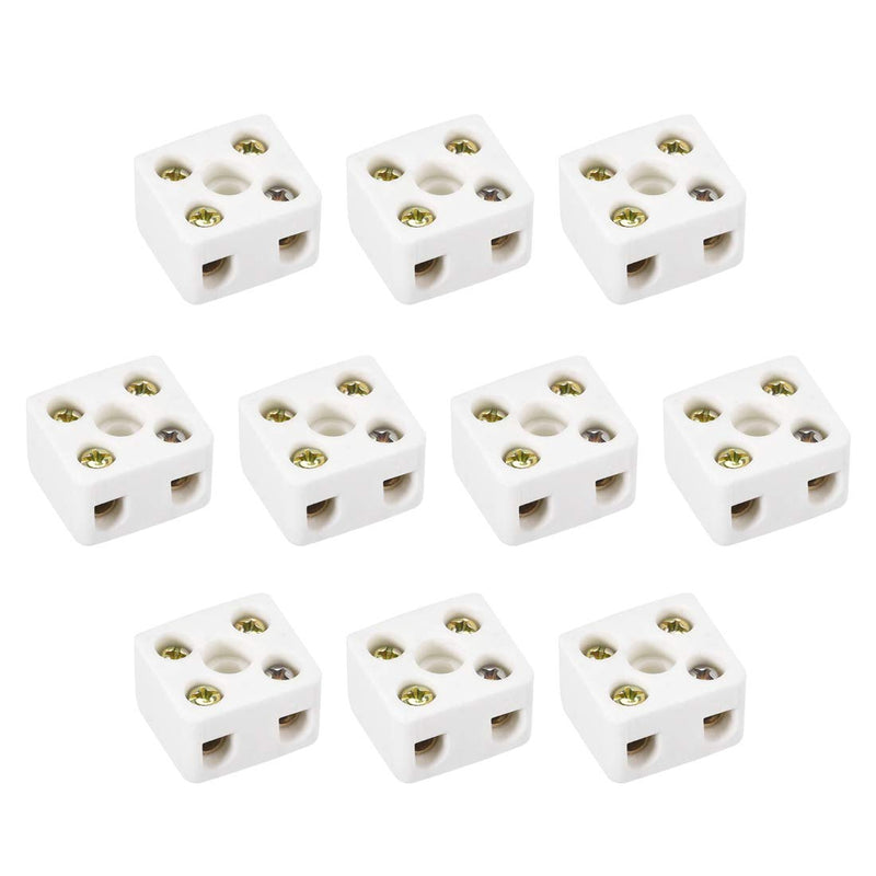 [Australia - AusPower] - uxcell 2 Way Ceramics Terminal Blocks High Temp Porcelain Ceramic Connectors 21.5x19.5x14.2mm for Electrical Wire Cable 10 Pcs 