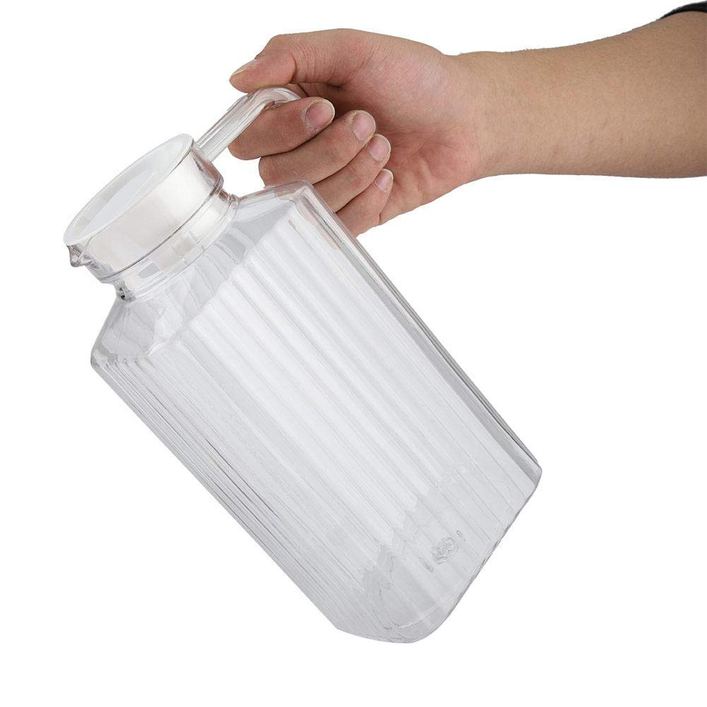[Australia - AusPower] - Acrylic Transparent Bottle Striped Water Ice Cold Jug with Lid great for Homemade Cold Tea or for Glass Milk Bottles Reusable Drinking Bottles(1800ml) 1800ml 