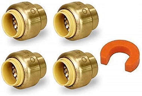 [Australia - AusPower] - 1/2" End Cap U514LF with Disconnect Clip - Lead Free Brass Fitting for Copper, PEX, CPVC, HDPE and PE-RT Residential or Commercial Plumbing - 100% Satisfaction Guarantee (4 Pack) 1/2 inch 
