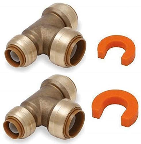 [Australia - AusPower] - 3/4x3/4x1/2 Reducing Tee U444LF with Disconnect Clip - Lead Free Brass Coupling for Copper, PEX, CPVC, HDPE and PE-RT Residential or Commercial Plumbing - 100% Satisfaction Guarantee (2 Pack) 3/4 x 3/4 x 1/2 