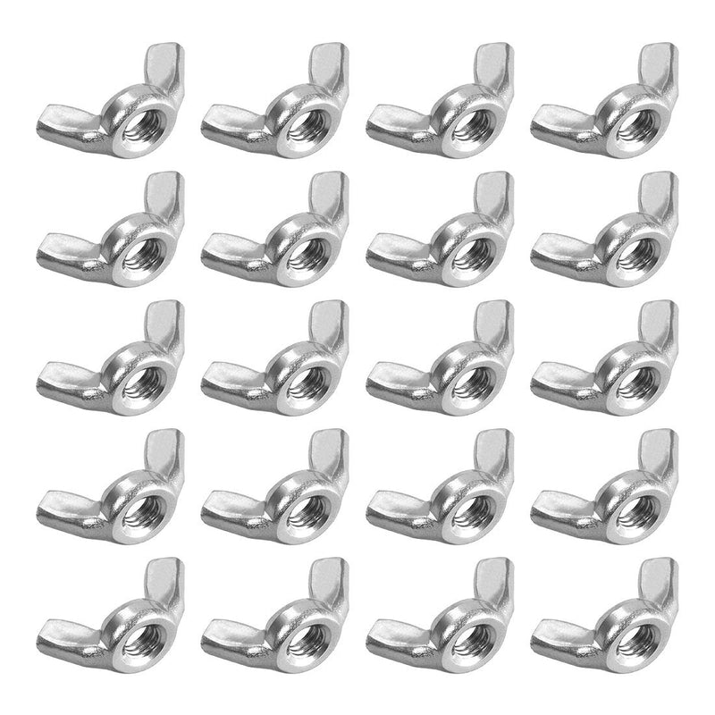 [Australia - AusPower] - uxcell M6 Wing Nuts, Stainless Steel 304 Fasteners Parts Hurrican Screws Hand Twist Tighten Ear Butterfly Nut, 20pcs 
