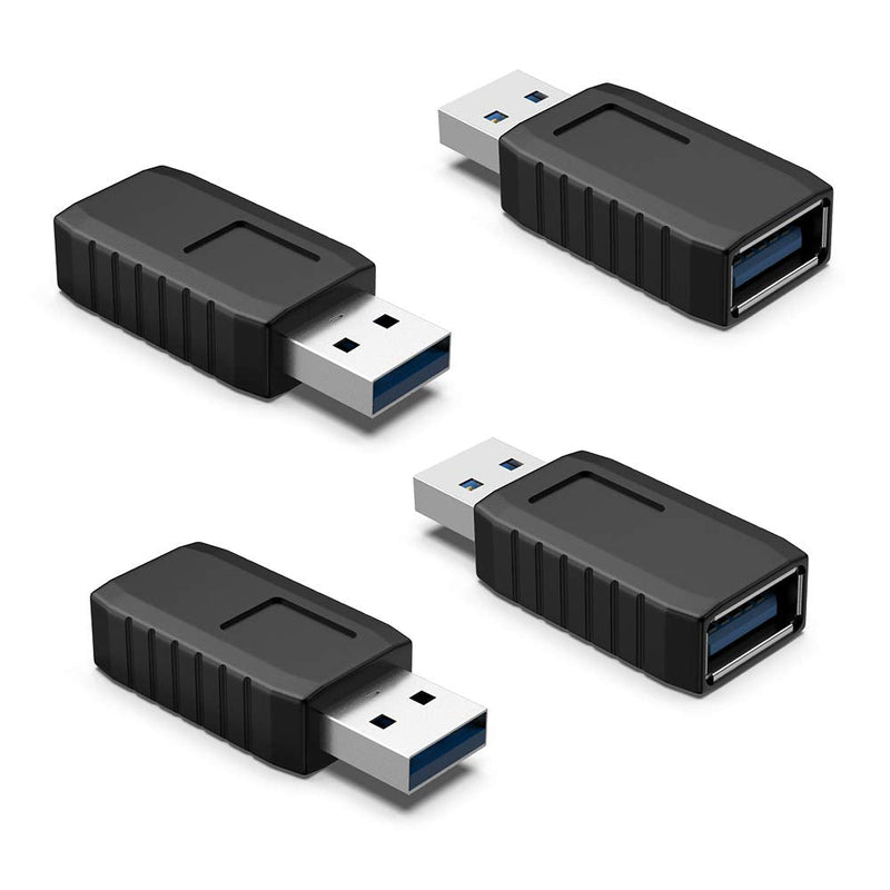 [Australia - AusPower] - ELUTENG USB Coupler Male to Female 4Packs USB 3.0 Type A Adapter Superspeed 5Gbps USB Port Extension Connector Bridge Compatible with Laptop Computer Hard Drive Printer Camera 
