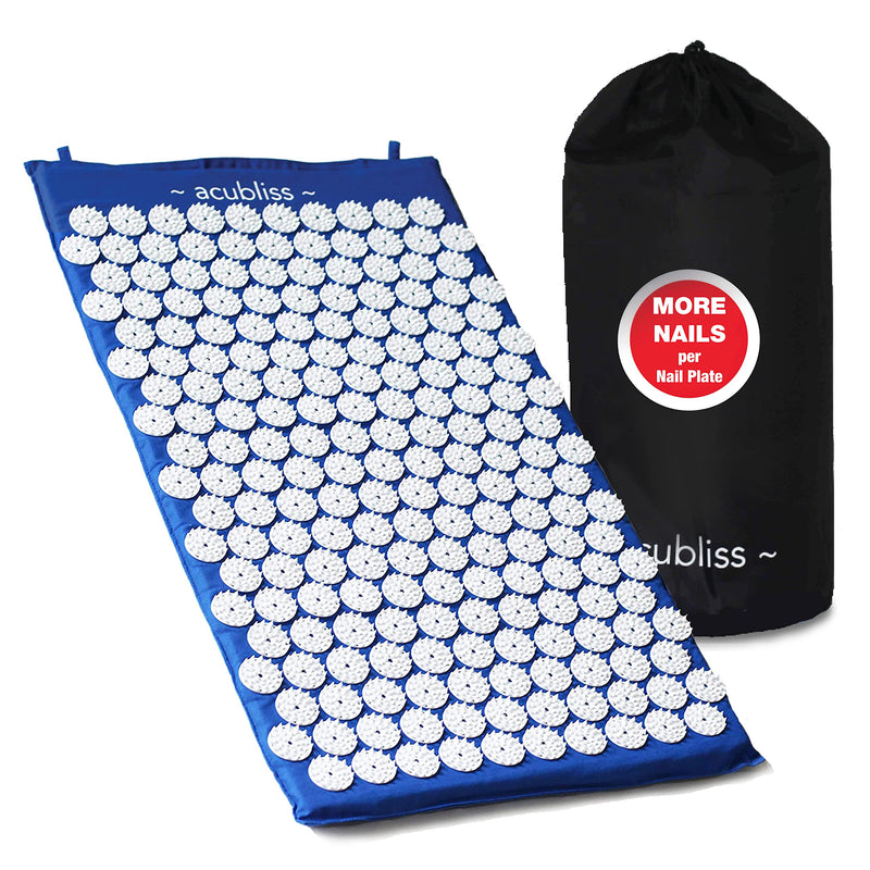 [Australia - AusPower] - Acubliss Acupressure Mat — 8,358 Nails Acupuncture Mat for Increased Energy, Stress, Back Pain & Neck Pain Relief, Deep Sleep, Relaxation — FSA/HSA Eligible, Carry Bag, Size 26 x 16 x 1” Blue 