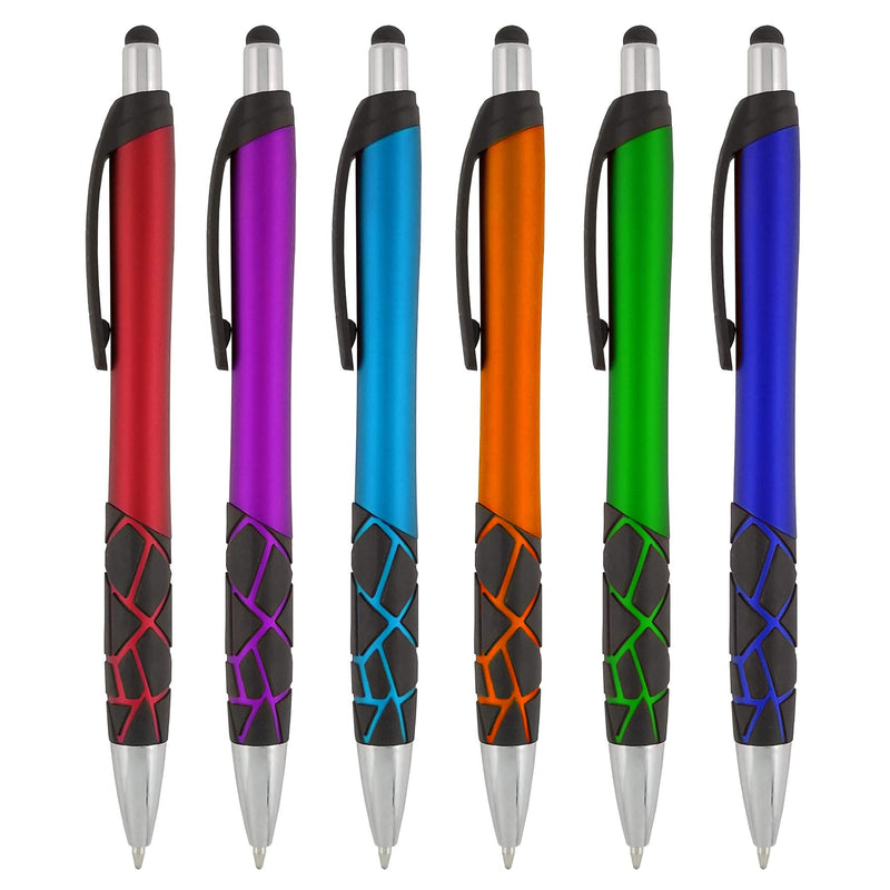 [Australia - AusPower] - Stylus Pens -2 in1 Capactive Touch Screen with Ballpoint Writing Pen Sensitive Stylus Tip For Your iPad iPhone Samsung Galaxy & All Smart Devices -Metallic Barrel - Assorted Colors Comfy Grips,6 Pack 6 Pack Click Pen 