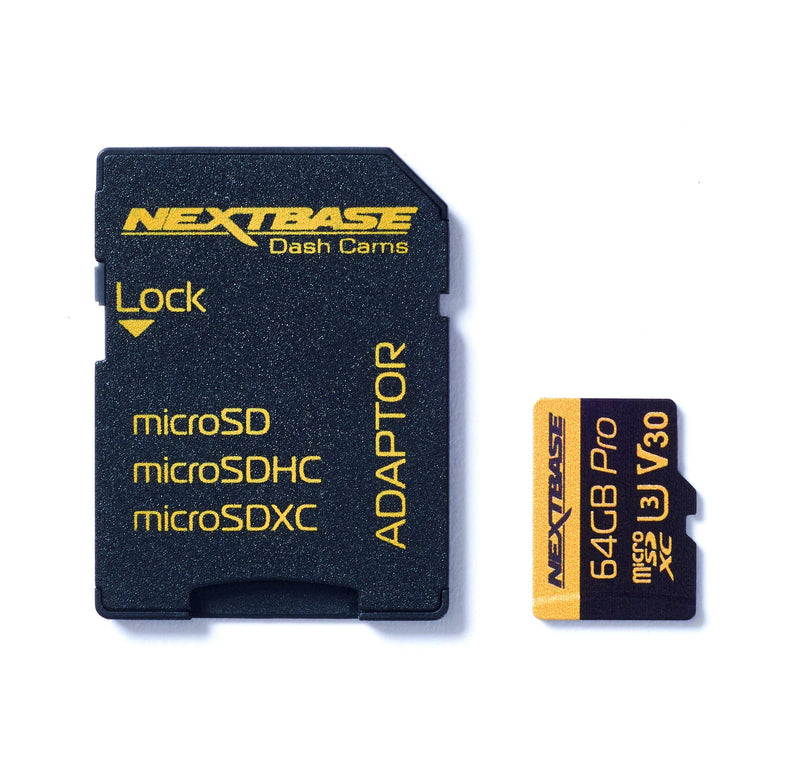 [Australia - AusPower] - Nextbase 64GB U3 Micro SD Memory Card - with Adapter - Compatible with Nextbase in-Car Dash Cams Series 1 and 2 