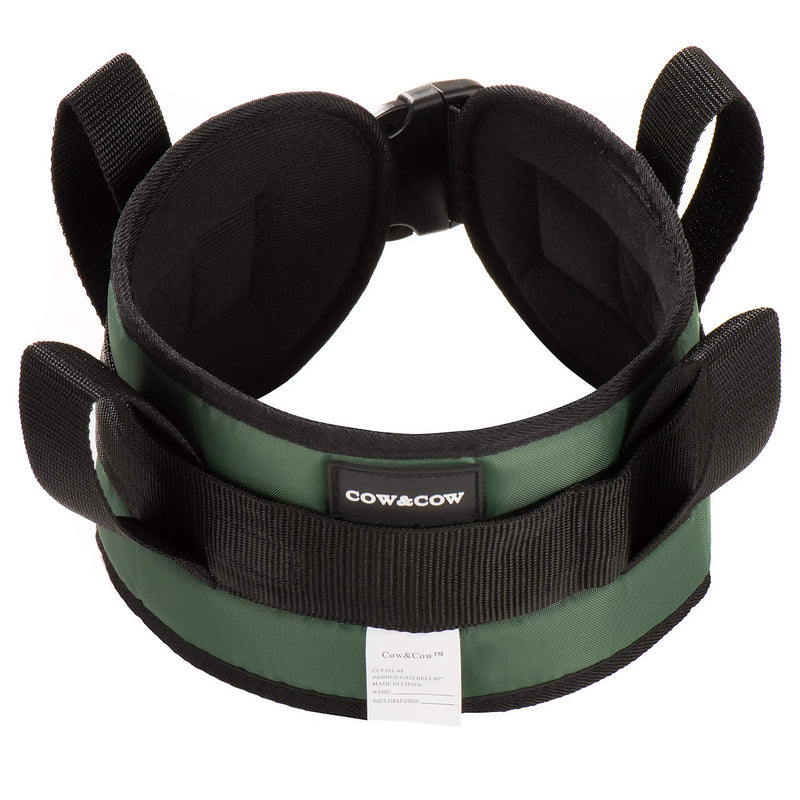 [Australia - AusPower] - COW&COW Padded Gait Belt with 4 Handles and Quick Release Buckle 5.5 inchs(Green, M/28inches-48inches) Green 48 Inch (Pack of 1) 