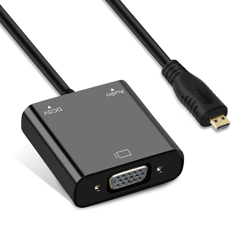 [Australia - AusPower] - avedio links Micro HDMI to VGA Adapter, Active Micro HDMI to VGA Video Converter with 3.5mm Stereo Audio, Micro HDMI to VGA Cable (Male to Female) Compatible with Laptop, Projector, HDTV, Chromebook 