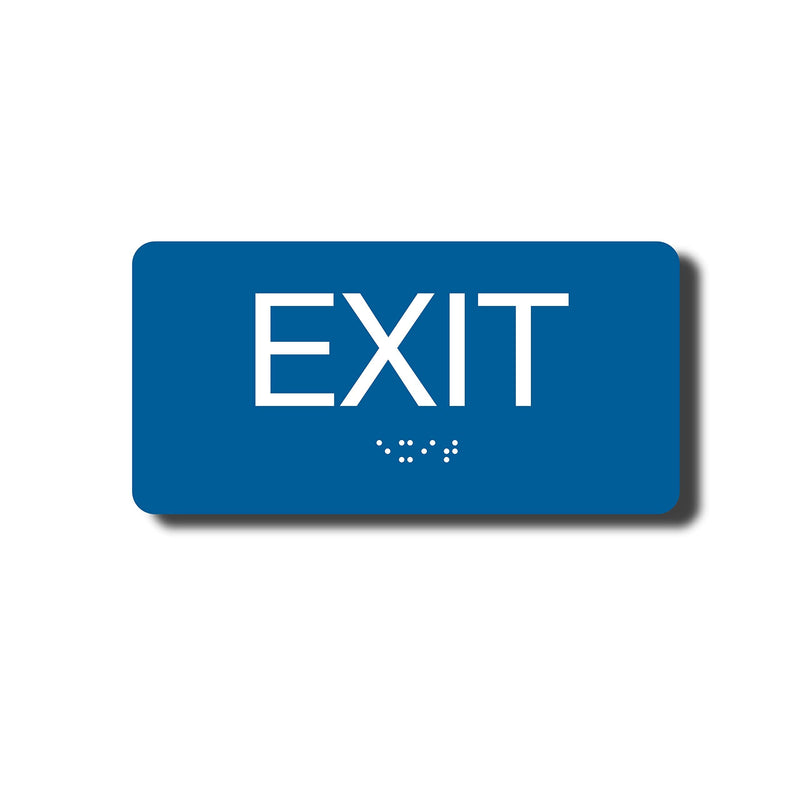 [Australia - AusPower] - ADA Compliant Exit Sign with Braille (6" x 3" Blue) 6" x 3" Exit, Blue 