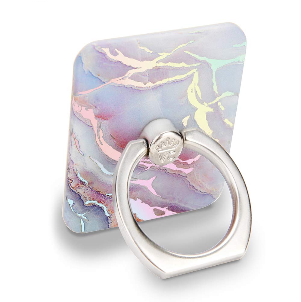 [Australia - AusPower] - Velvet Caviar Cell Phone Ring Holder - Finger Ring & Stand - Improves Phone Grip Compatible with iPhone, Galaxy and Most Cases (Except Silicone/Leather) - Moonstone Holographic Pink Blue Marble Holographic Moonstone 