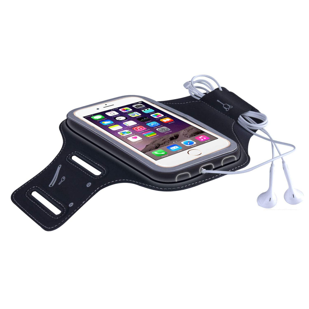 [Australia - AusPower] - FITRISING Water Resistant Cell Phone Running Armband Fits iPhone Xs Max, XR, 8/7/6s/6 Plus, Galaxy S10/10+, Adjustable Elastic Band with Key Holder & Card Slot, for Walking, Cycling, Gym Workouts A: Black 
