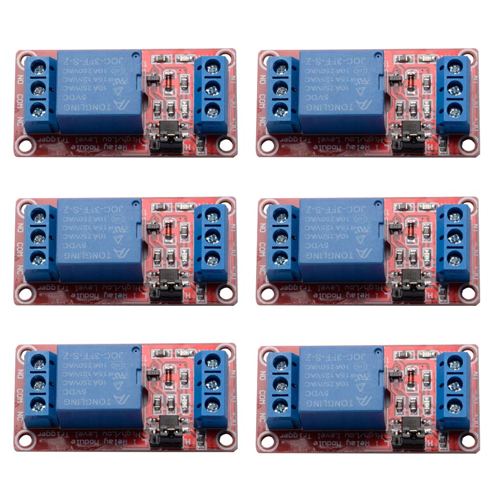 [Australia - AusPower] - 6Pcs DC 5V 1 Channel Relay Module Board Shield with Optocoupler Isolation Support High/Low Level Trigger 