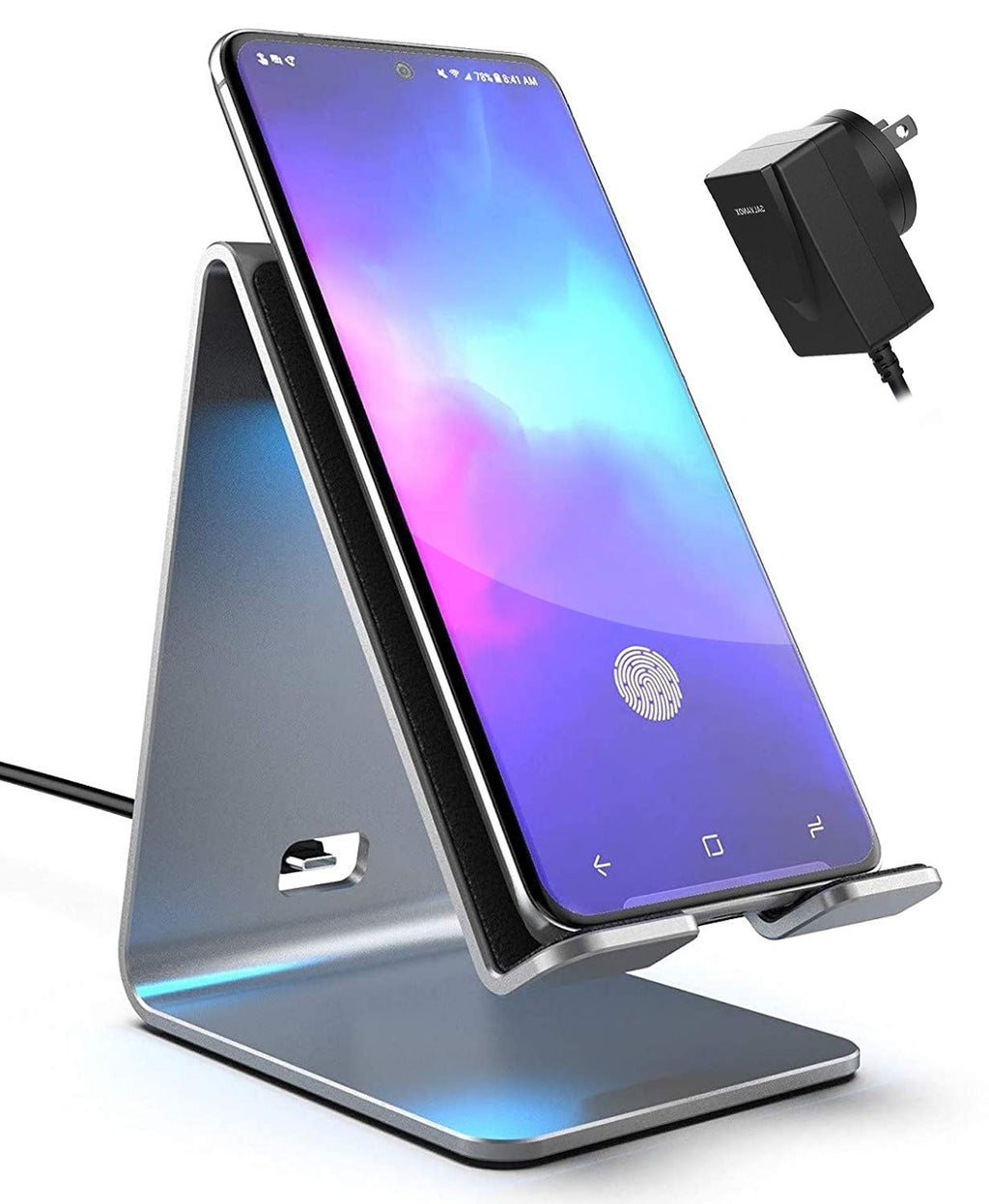 [Australia - AusPower] - Premium Aluminum Wireless Charger for iPhone and Samsung Models - Fast Charging Power Stand (Galaxy S10/S20/S21 Ultra/Note/iPhone X,Xr,Xs/11/12/13 Pro Max) Wall Adapter Included 