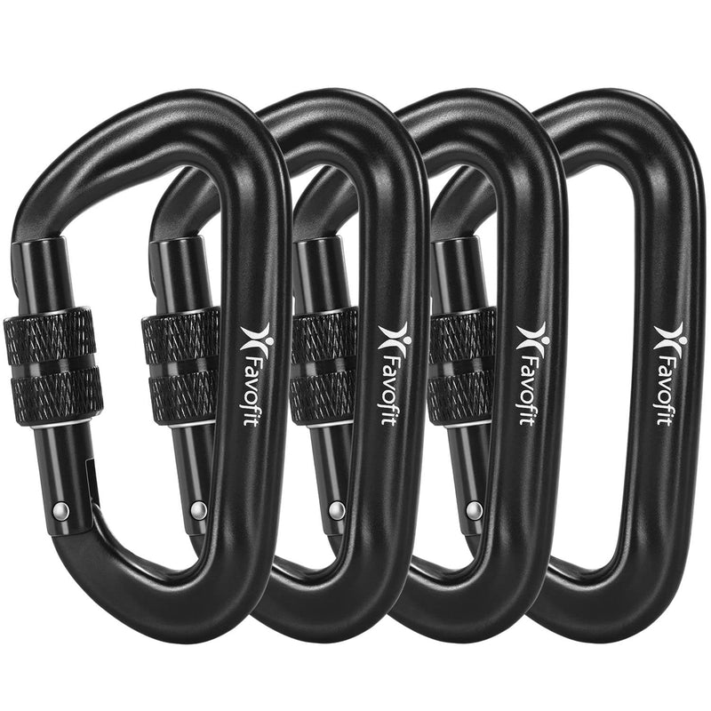 [Australia - AusPower] - Favofit Locking Carabiner Clips, 4 Pack, 12KN (2697 lbs Each) Heavy Duty Caribeaners for Camping, Hiking, Outdoor & Gym etc, Small Carabiners for Dog Leash & Harness 