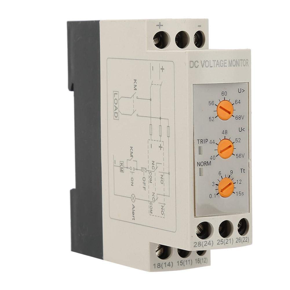 [Australia - AusPower] - Voltage Monitoring Relay DC 12V/24V/36V/48V Over-Voltage and Under-Voltage Protection Relay 35MM Guide Rail 13-17V 10-14V(DC48V) DC48V 