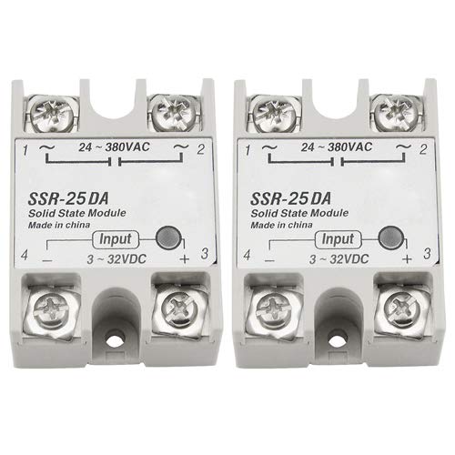 [Australia - AusPower] - XINGYHENG 2Pcs SSR-25DA Single-Phase DC Solid State Relay Module Load 24-380VAC Controlled Module Input 3-32V DC for Industrial Automation Process 