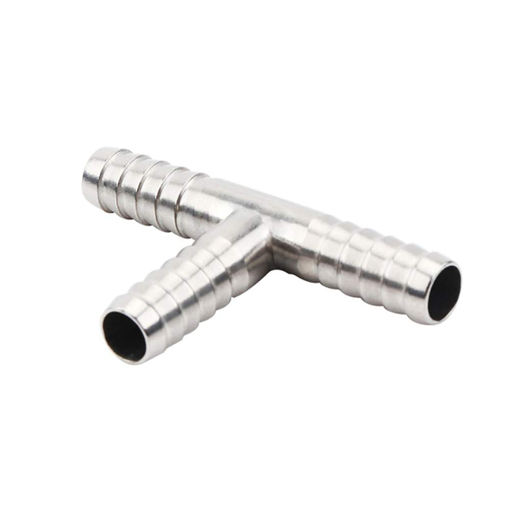 [Australia - AusPower] - Beduan Stainless Steel 1/4" Hose Barb, 3 Way Tee T Shape Barbed Co2 Splitter Fitting 1/4” x 1/4” x 1/4” 