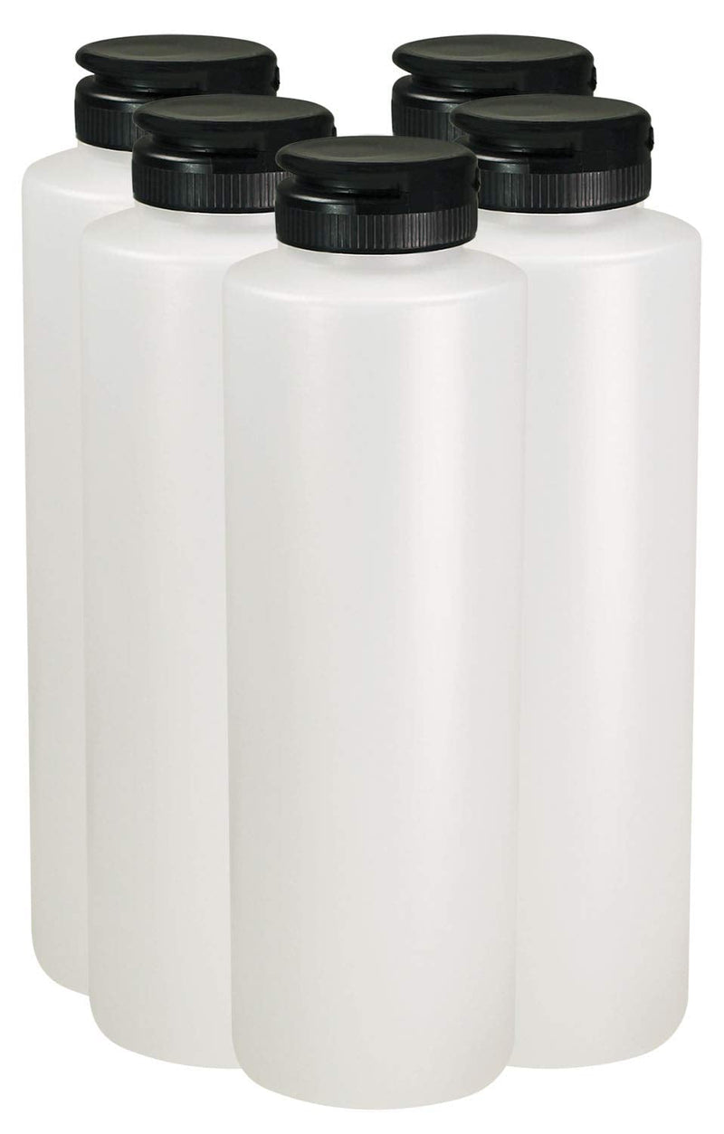 [Australia - AusPower] - Pinnacle Mercantile Condiment Squeeze Bottles with Flip Top Hinged Black Cap 16 oz Set of 5 (Perfect for Condiments, Sauces, Dressings, BBQ, Ketchup) Made USA 