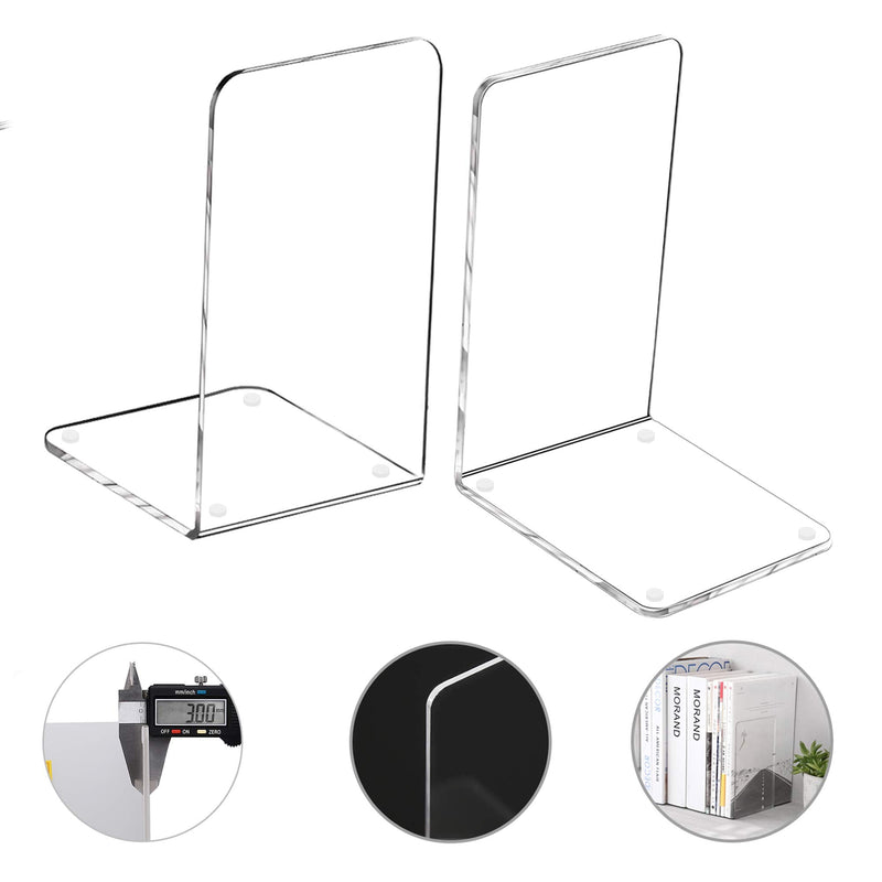 [Australia - AusPower] - MerryNine Plastic Acrylic Bookends Pair Organizer Bookshelf Decor Decorative Bedroom Library Office School Supplies Stationery Gift (Plastic Acrylic_1 Pairs) Clear 