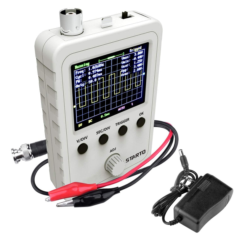 [Australia - AusPower] - STARTO Handheld Digital Oscilloscope Kit 2.4” TFT with BNC-Clip Cable Probe and Power Supply White 5 -pound 