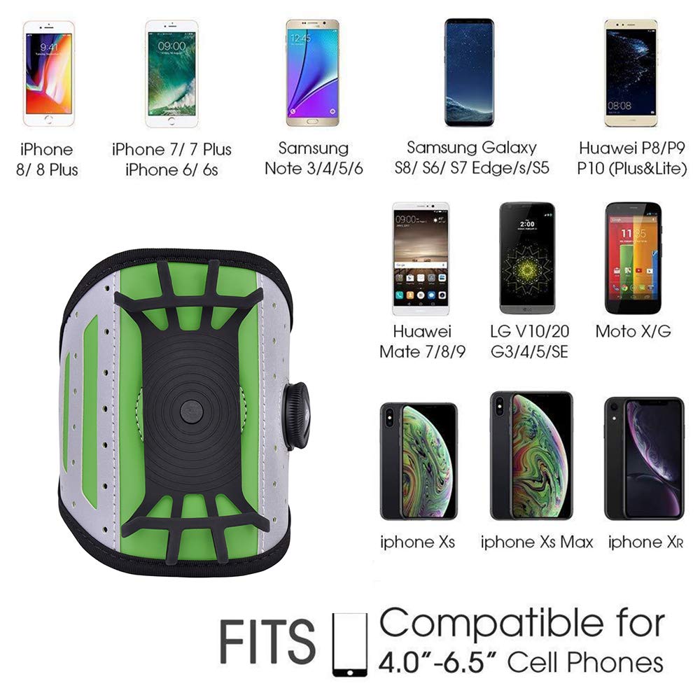 [Australia - AusPower] - Running Armband and 360 Rotatable Cell Phone Armband Case for iPhone 6/7/8/X/XR/Plus,Samsung Galaxy S5/S6/S7/S8/S9.Fits All 4-6.5 Inch Screen Phones green 