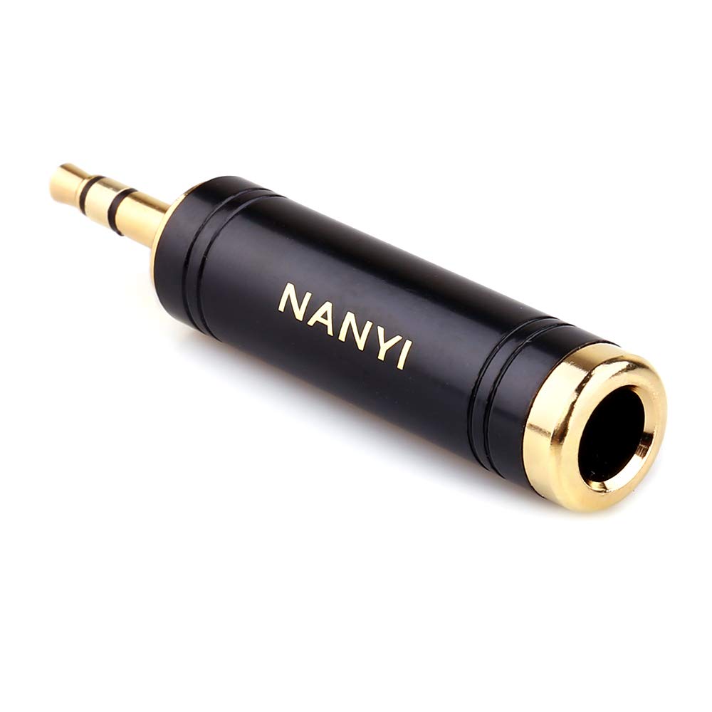 [Australia - AusPower] - NANYI 1/4 Inch Female to 1/8 Inch Male Stereo Headphone Adapter, Upgrade 6.35mm Jack Stereo Socket Female to 3.5mm Jack Stereo Plug Male for Headphone, Amp Adapte, Black 1-Pack 