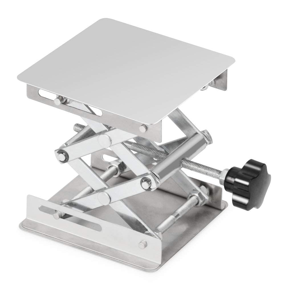 [Australia - AusPower] - stonylab 4"x4" Lab Scissors Jack, 100 x 100mm Stainless Steel Laboratory Support Jack Platform Lab Lift Stand Table, Expandable Lift Height Range from 45mm to 150mm, Support Weight 5KG 100 x 100 mm 